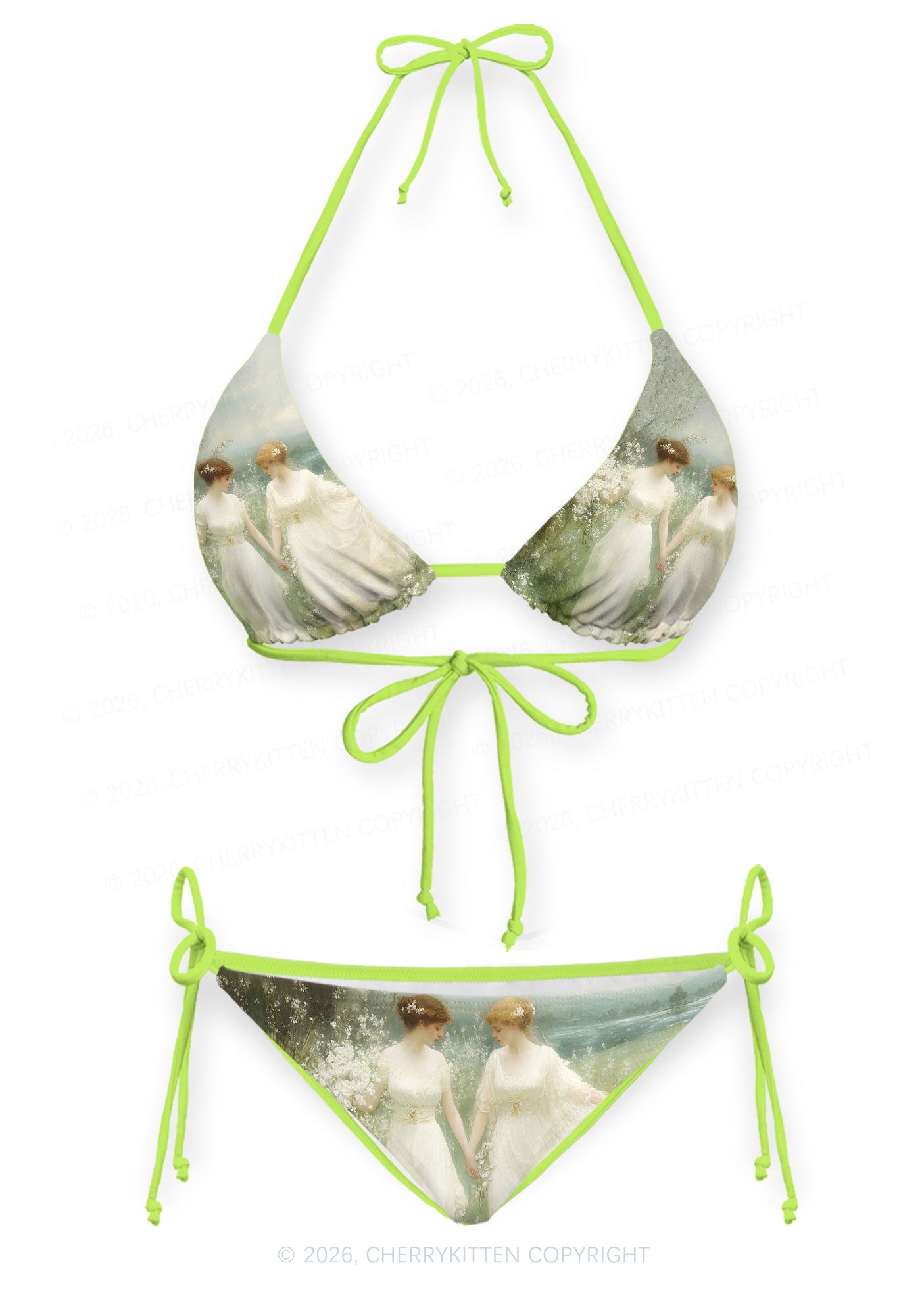 Lesbian Fairy Pride Y2K Print Bikini Set Cherrykitten