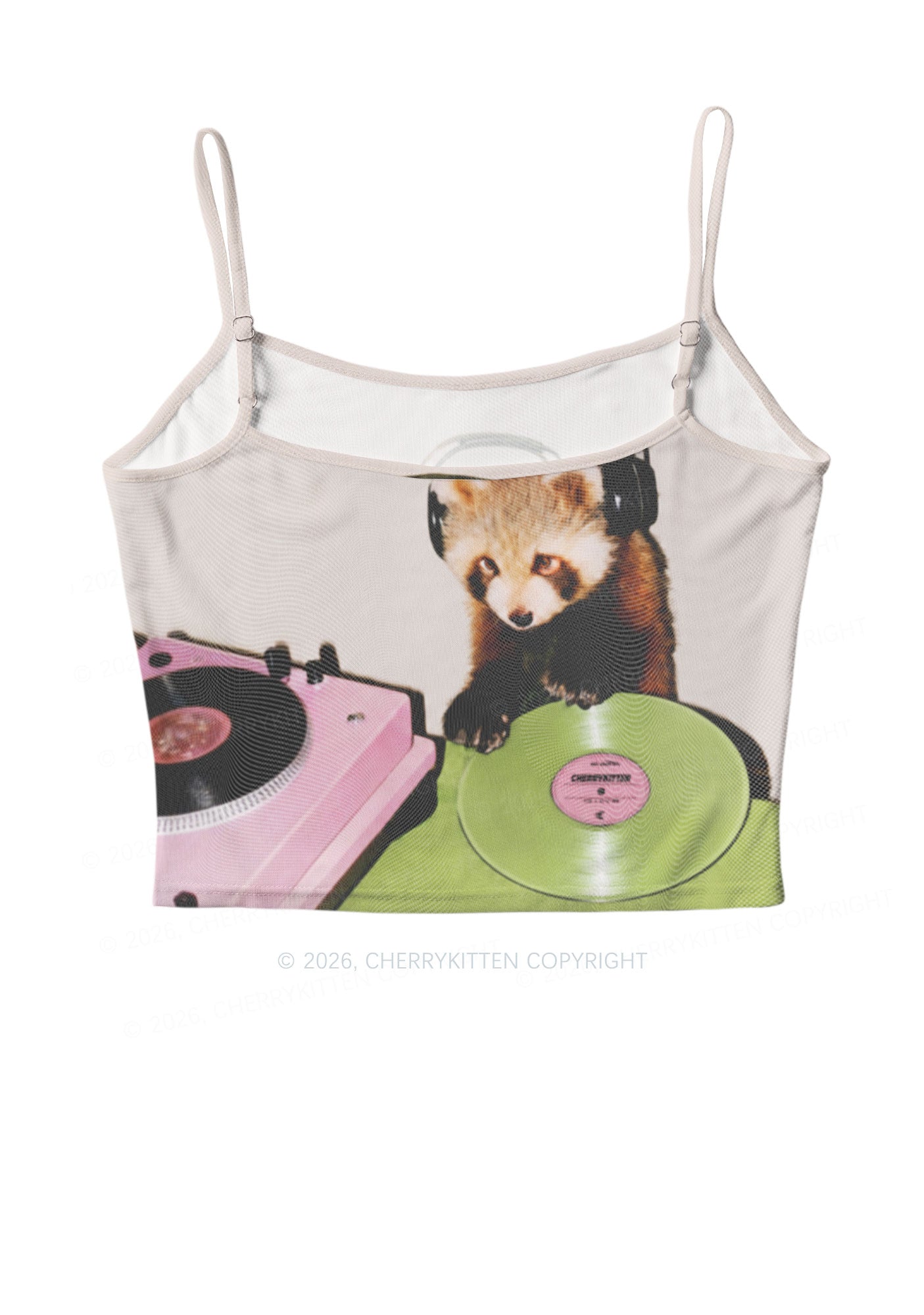 Red Panda DJ Y2K Mesh Cami Tank Cherrykitten