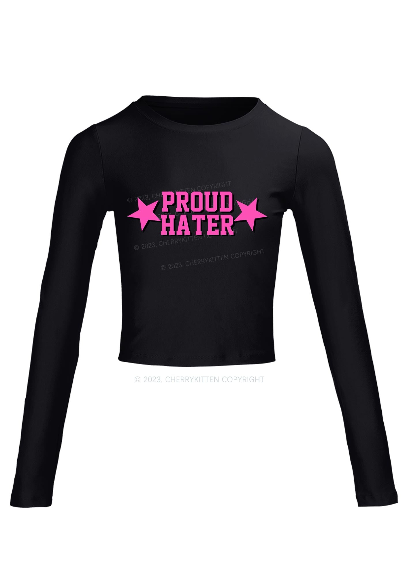 Proud Hater Long Sleeve Crop Top Cherrykitten