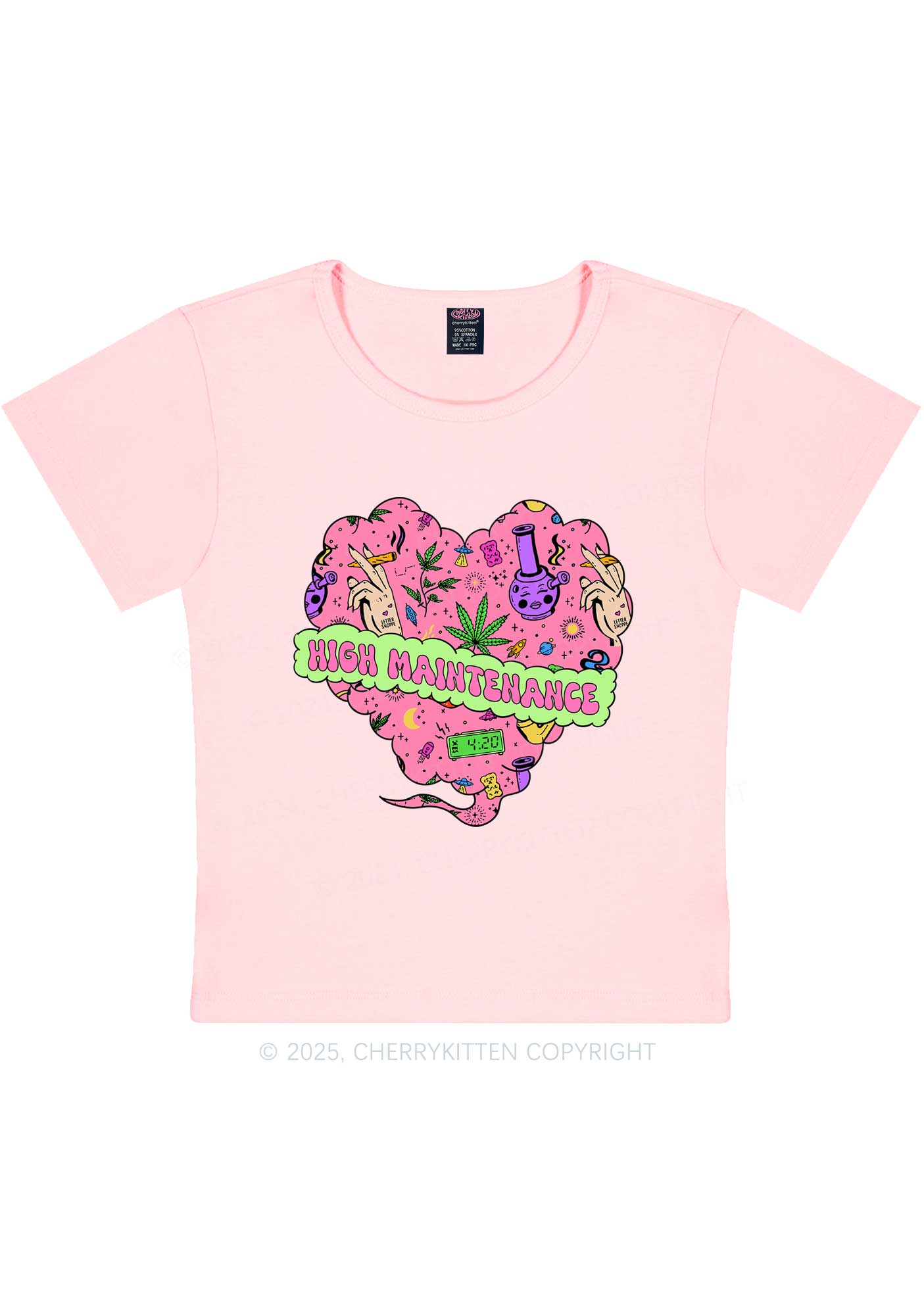 High Maintenance Heart Y2K Baby Tee Cherrykitten