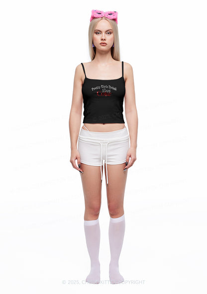 Rhinestone Pretty Girls Drink Diet Coke Y2K Spaghetti Strap Cami Cherrykitten