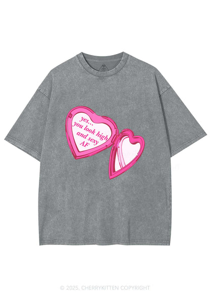Yes You Look High Y2K Shirts Washed Tee Cherrykitten