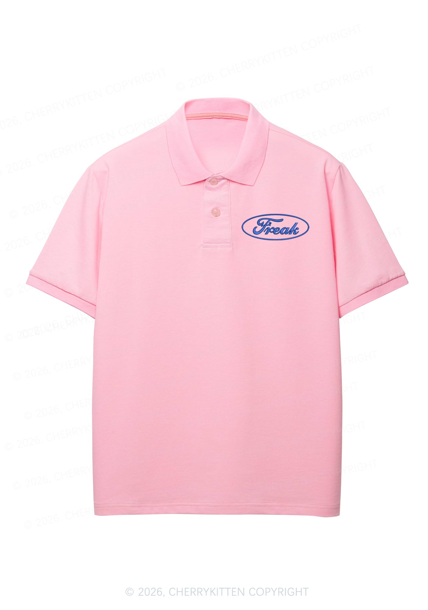 Embroidered Oval Freak Y2K Polo Shirts Cherrykitten
