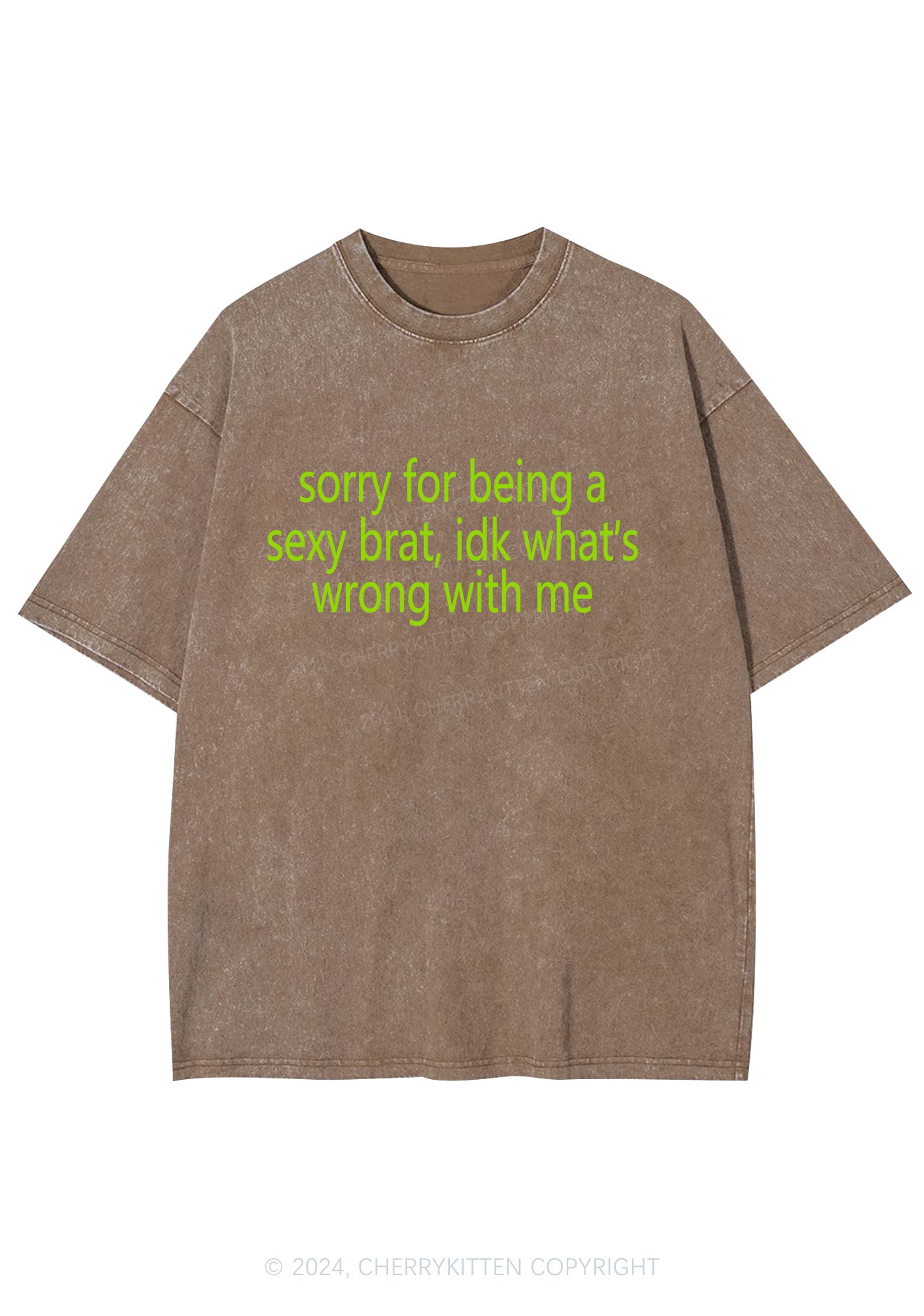 Sorry For Being Brat Y2K Washed Tee Cherrykitten