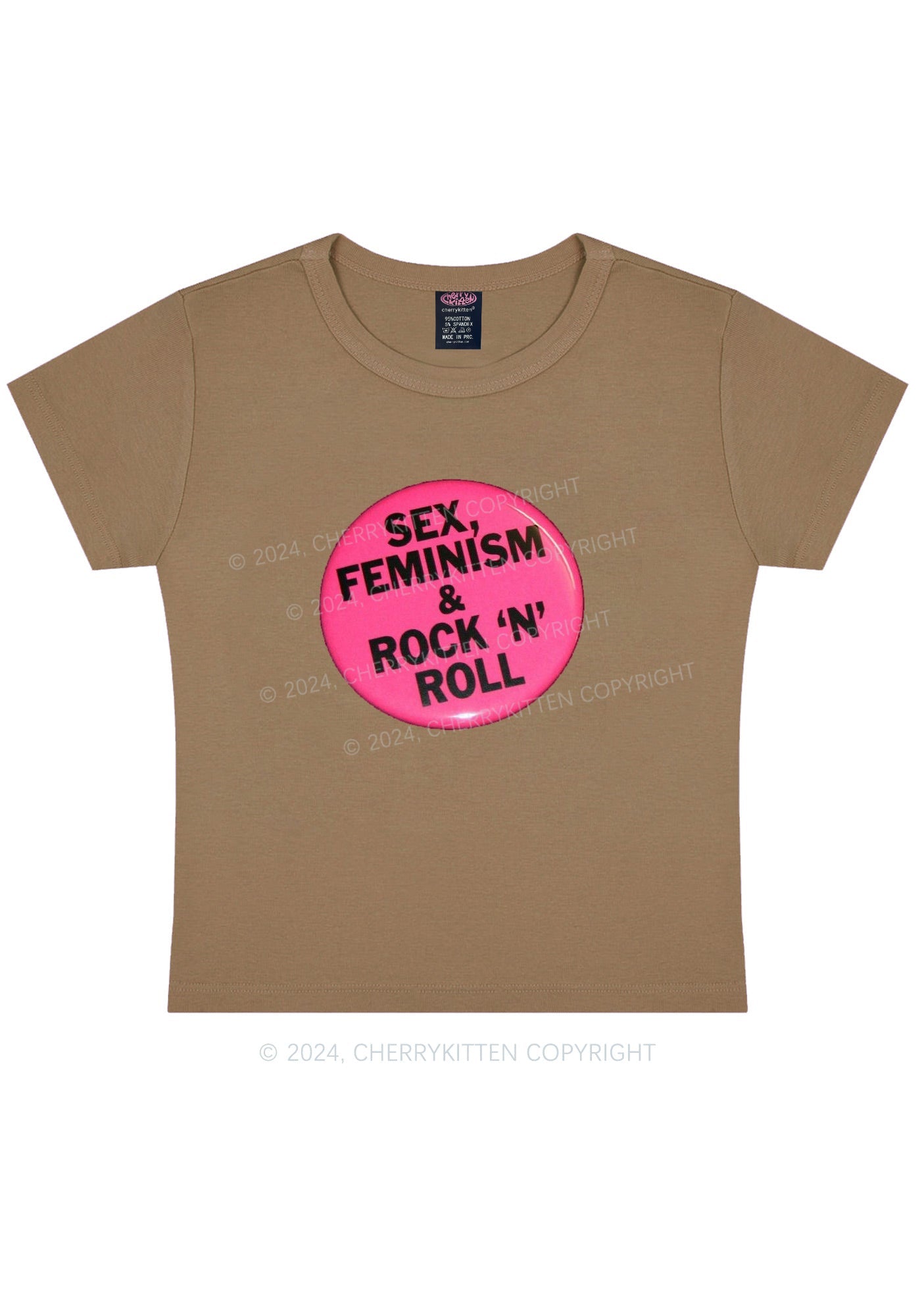 Feminism Rock N Roll Y2K Baby Tee Cherrykitten