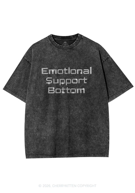 Rhinestone Emotional Support Bottom Pride Y2K Shirts Washed Tee Cherrykitten