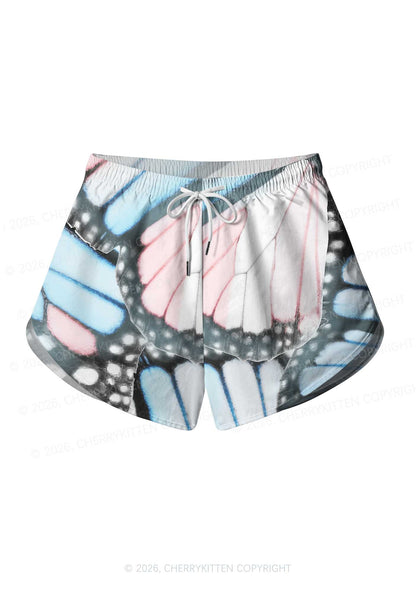 Trans Butterfly Wing Pride Y2K Print Men Beach Shorts Cherrykitten