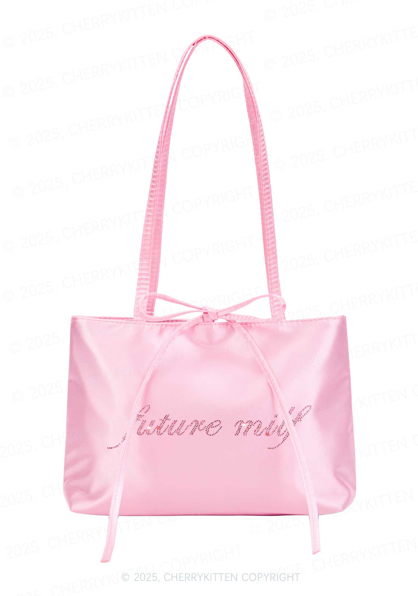 Rhinestone Pink Future Mxxf Y2K Satin Bags Cherrykitten