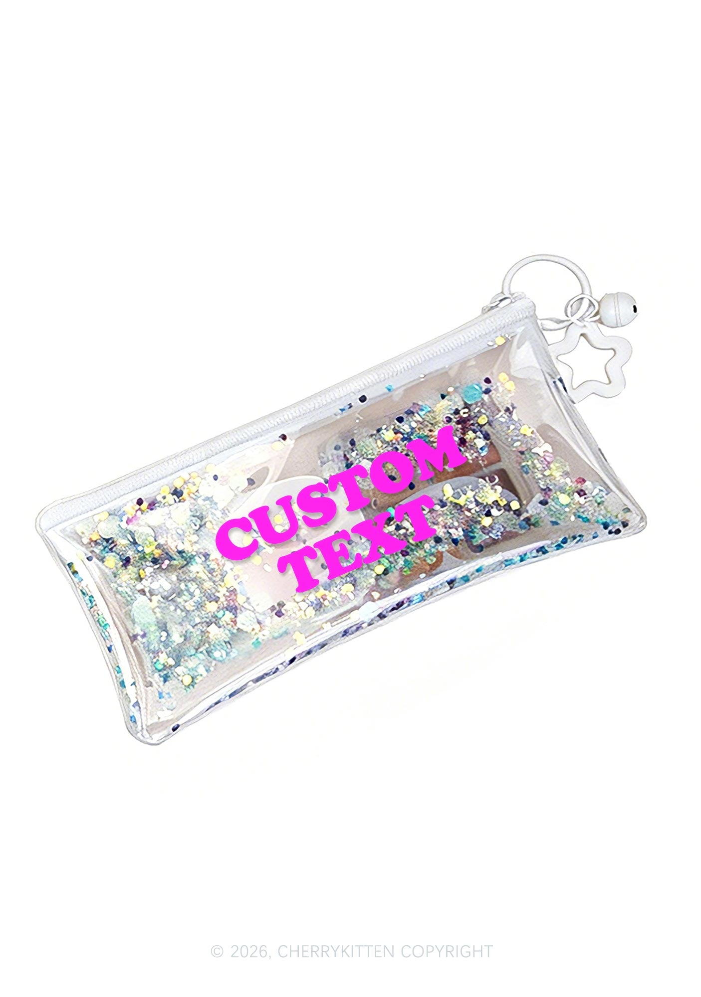 Custom Text Y2K Quicksand Transparent Pencil Pouch Cherrykitten