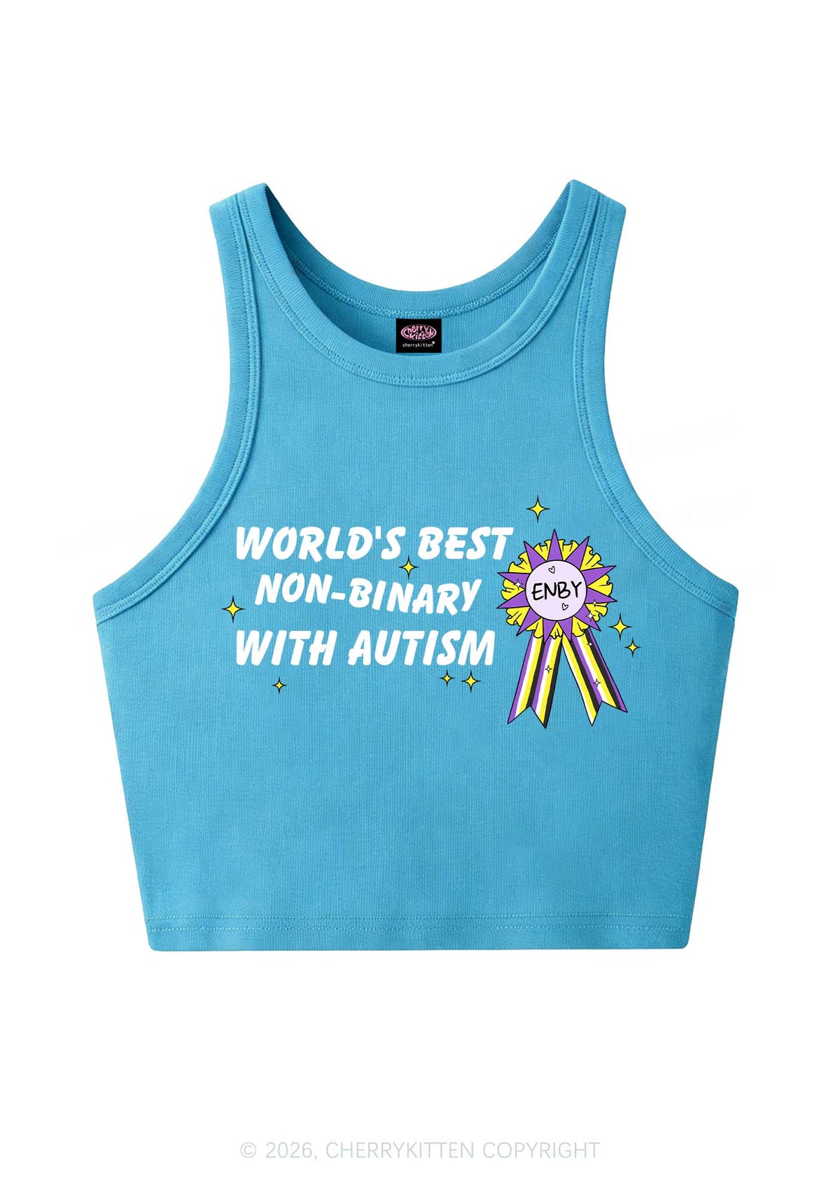 Worlds Best Nonbinary Y2K Crop Tank Top Cherrykitten