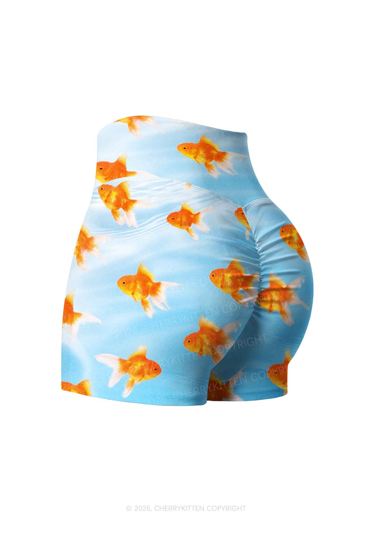 Goldfish Y2K Print Gym Shorts Cherrykitten
