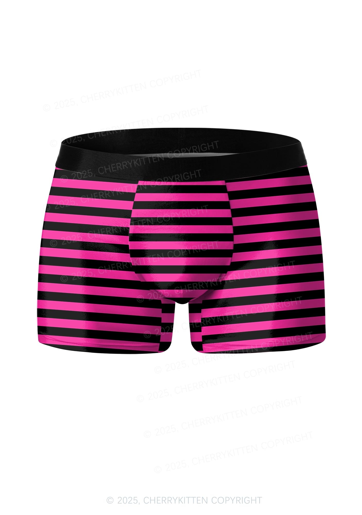 Pink And Black Stripe Valentine's Day Y2K Print Couples Boxer Briefs Set Cherrykitten