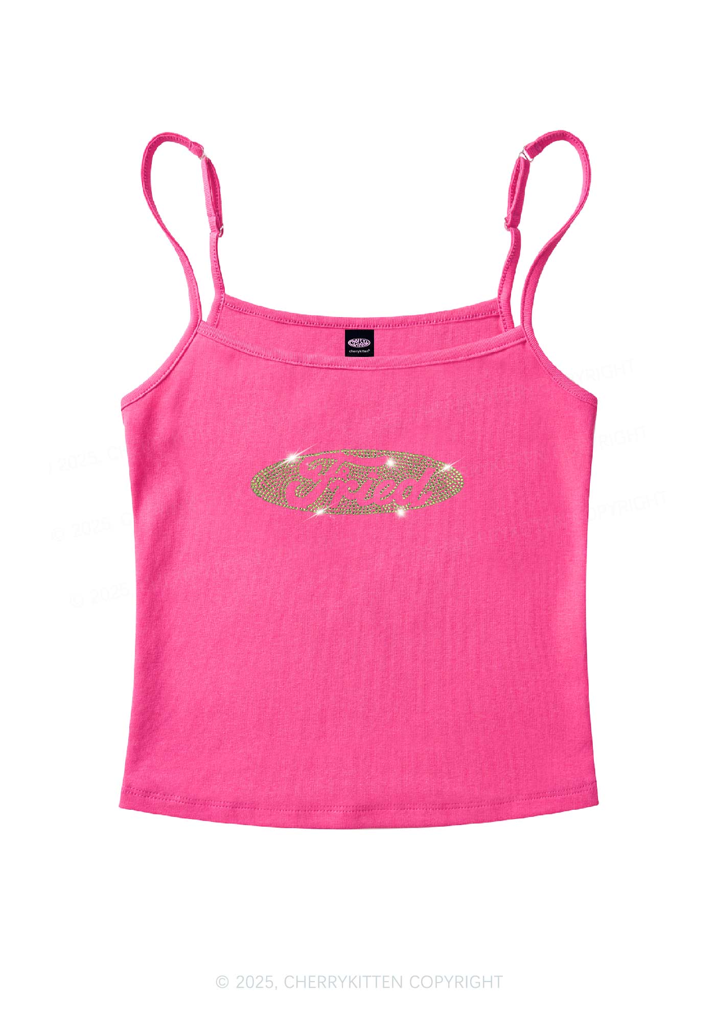 Rhinestone Fried Y2K Spaghetti Strap Cami Cherrykitten