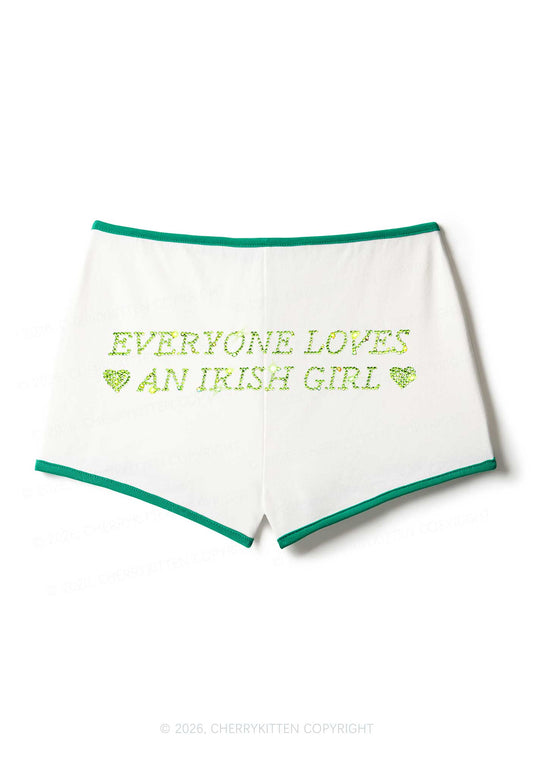 Rhinestone Everyone Loves Irish Girl St Patricks Y2K Booty Shorts Cherrykitten