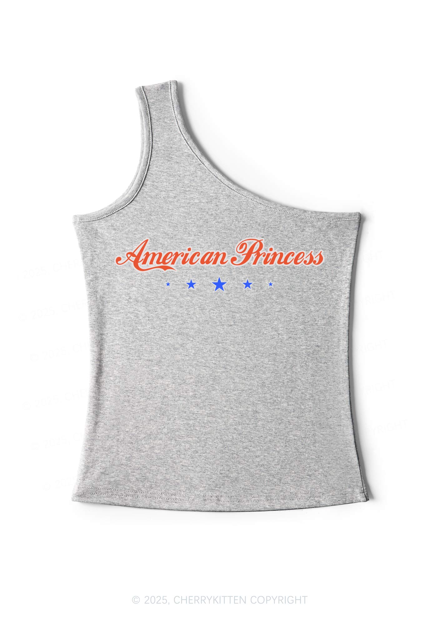 American Princess Y2K One Shoulder Tank Top Cherrykitten