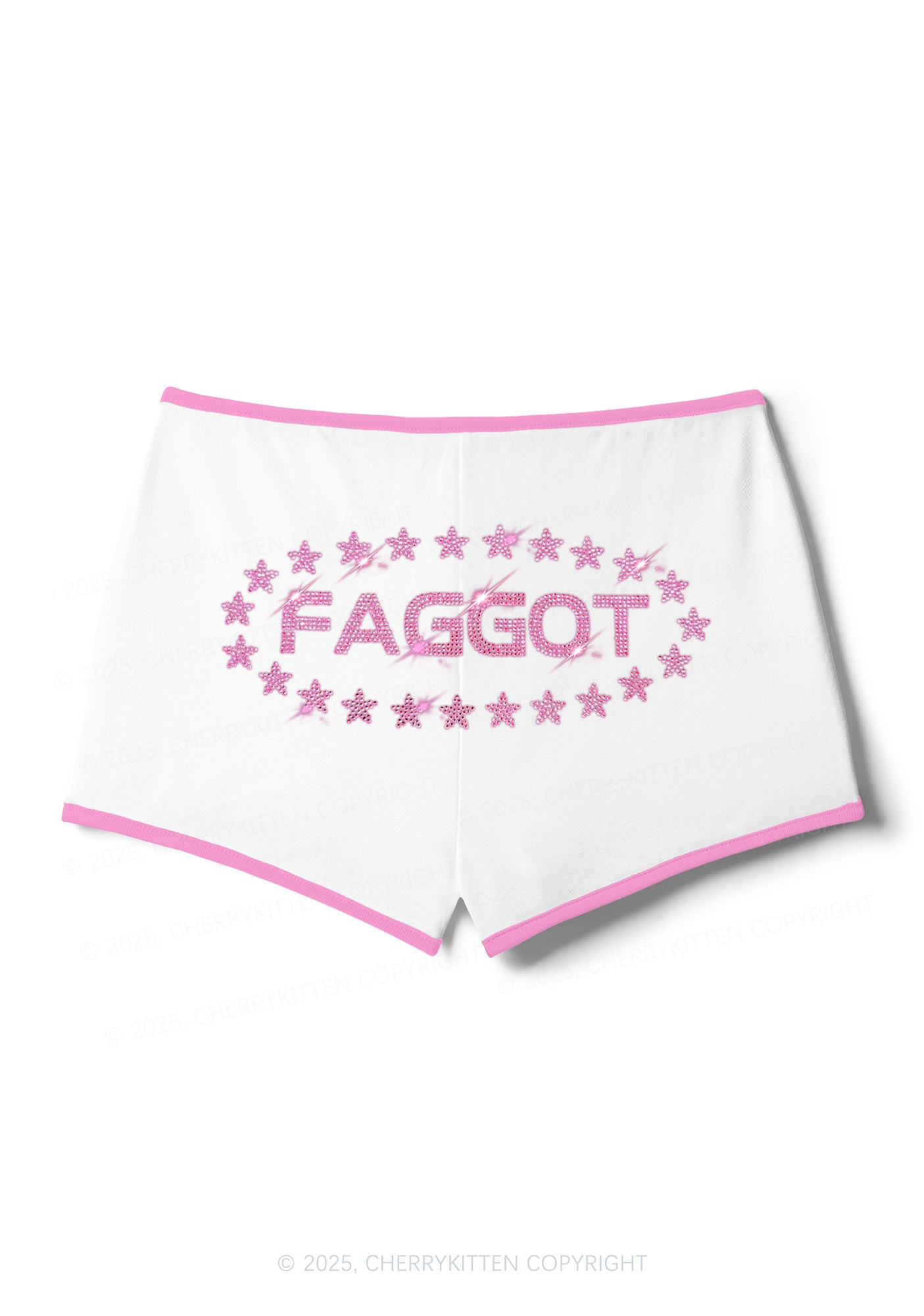 Rhinestone Pink Faggot Stars Pride Y2K Booty Shorts Cherrykitten