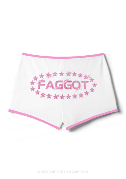 Rhinestone Pink Faggot Stars Pride Y2K Booty Shorts Cherrykitten
