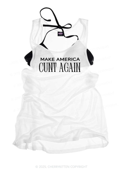 Make America Cxxt Again Y2K Sheer Boyfriend Tank Cherrykitten