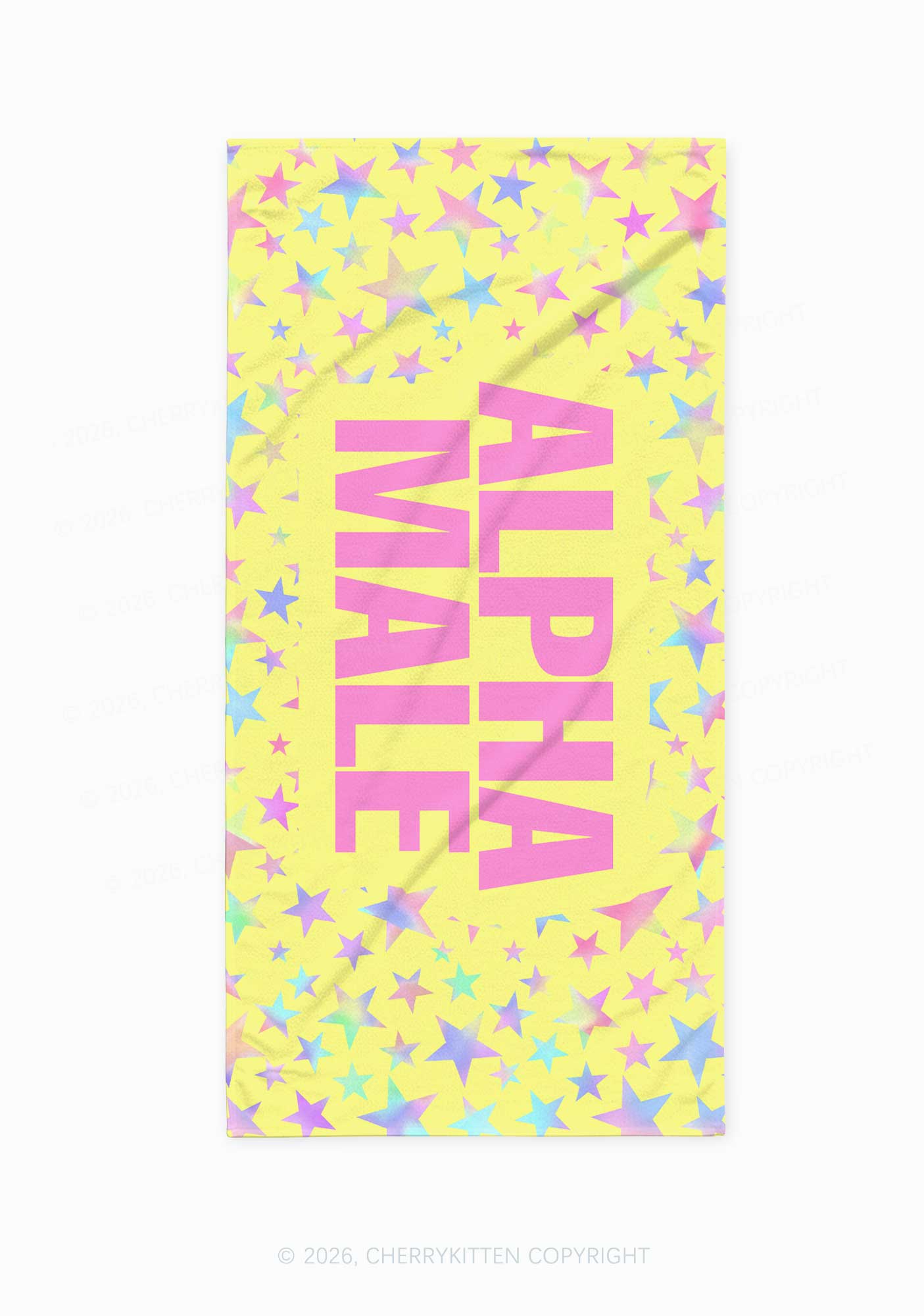 Pale Yellow Alpha Male Pride Y2K Beach Towel Cherrykitten