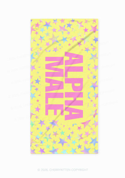 Pale Yellow Alpha Male Pride Y2K Beach Towel Cherrykitten