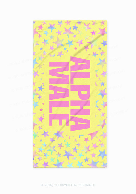 Pale Yellow Alpha Male Pride Y2K Beach Towel Cherrykitten