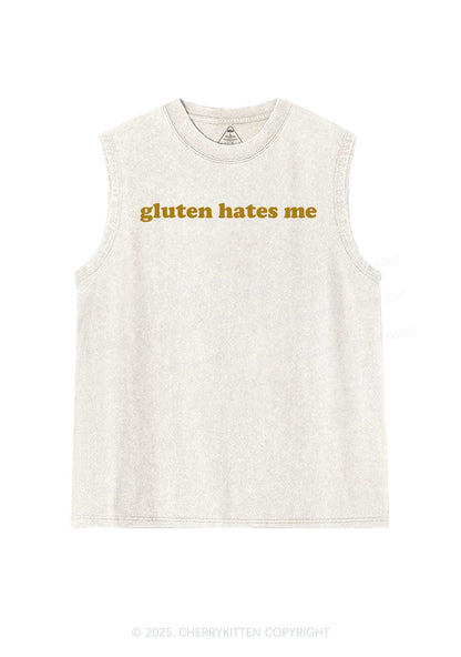 Gluten Hates Me Y2K Washed Muscle Tank Cherrykitten