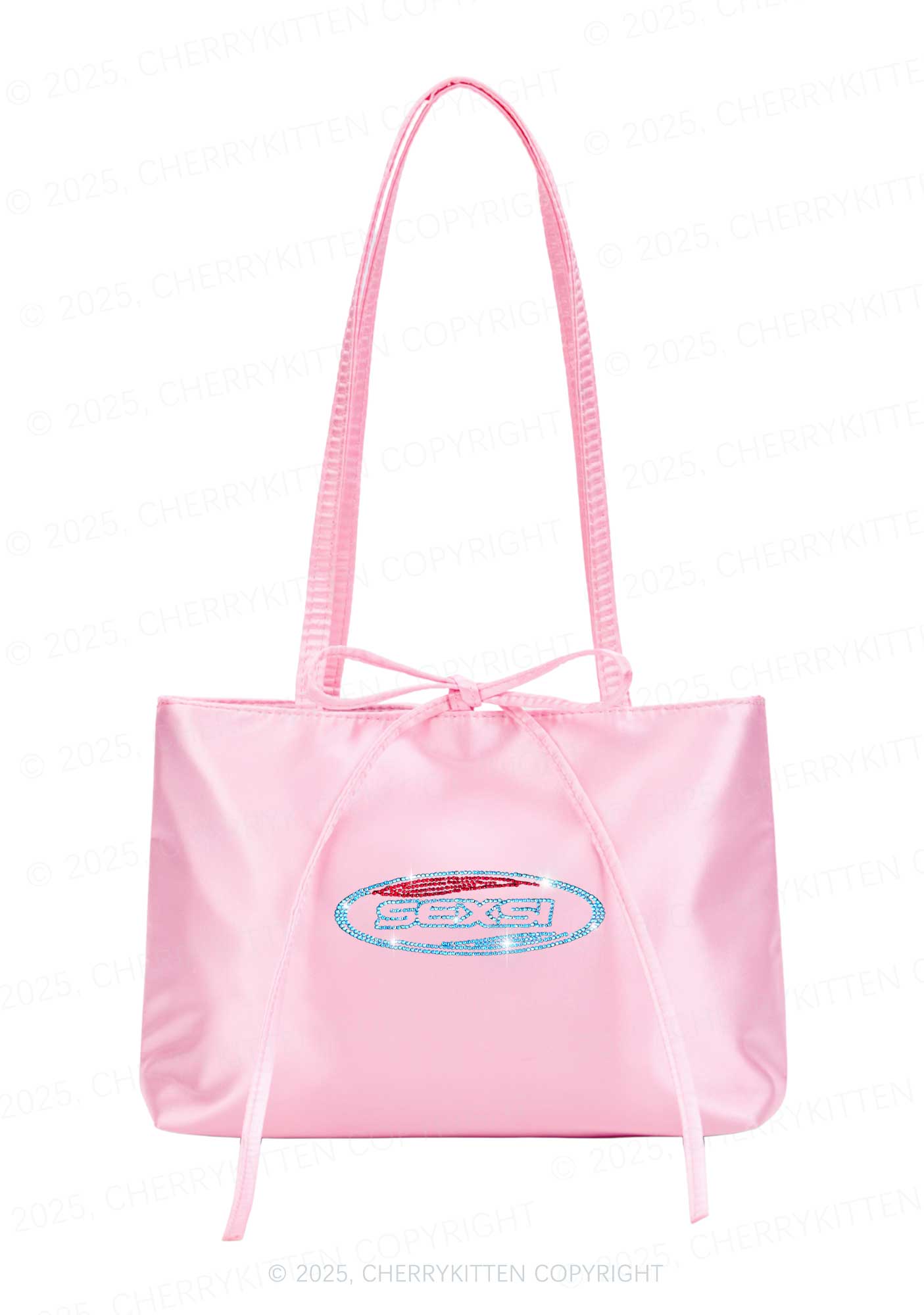 Rhinestone Sexsi Slogan Y2K Satin Bags Cherrykitten