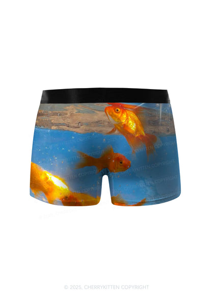 Underwater Goldfish Y2K Print Men Boxer Briefs Cherrykitten