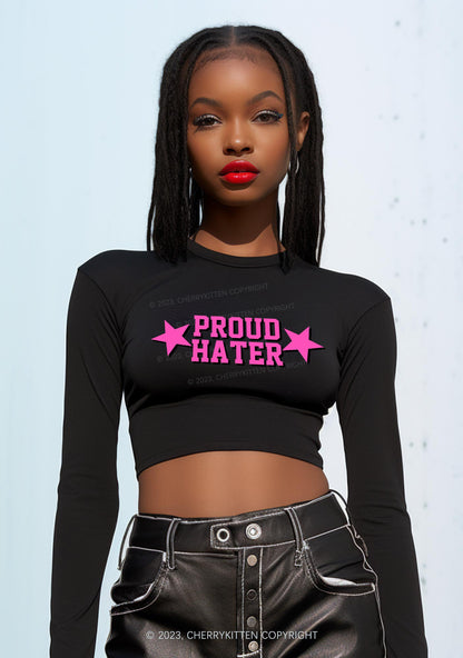 Proud Hater Long Sleeve Crop Top Cherrykitten