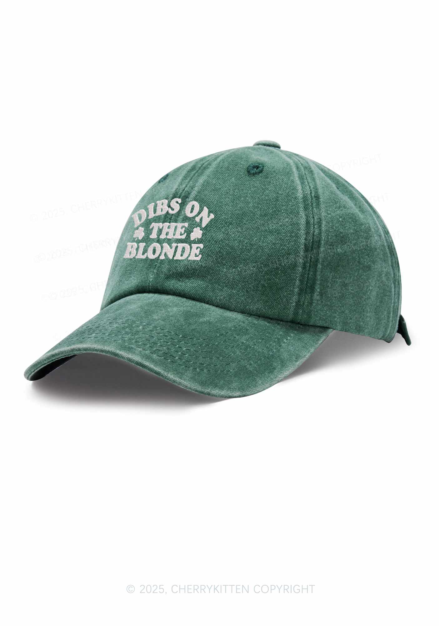 Embroidered Dibs On The Blonde St Patricks Y2K Washed Baseball Cap Cherrykitten
