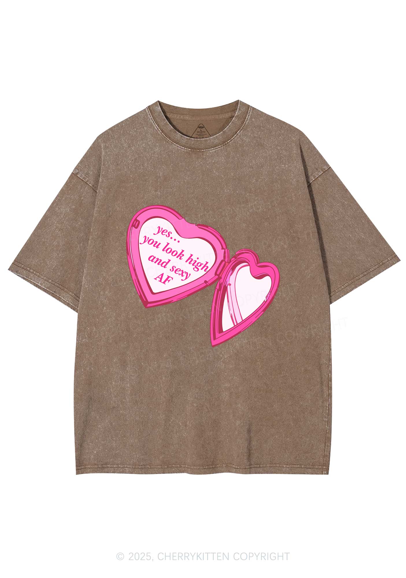 Yes You Look High Y2K Shirts Washed Tee Cherrykitten