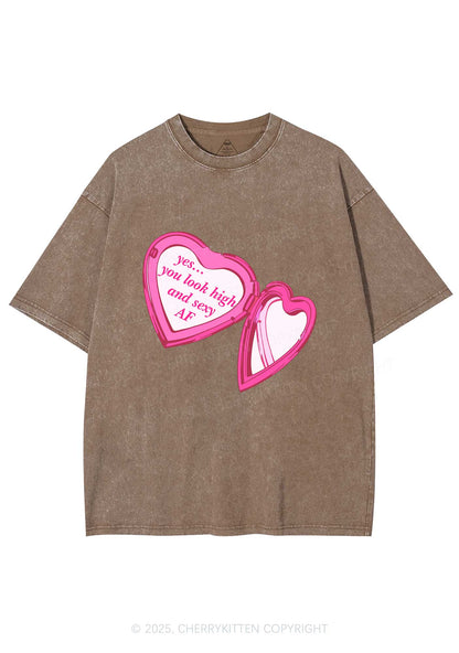 Yes You Look High Y2K Shirts Washed Tee Cherrykitten