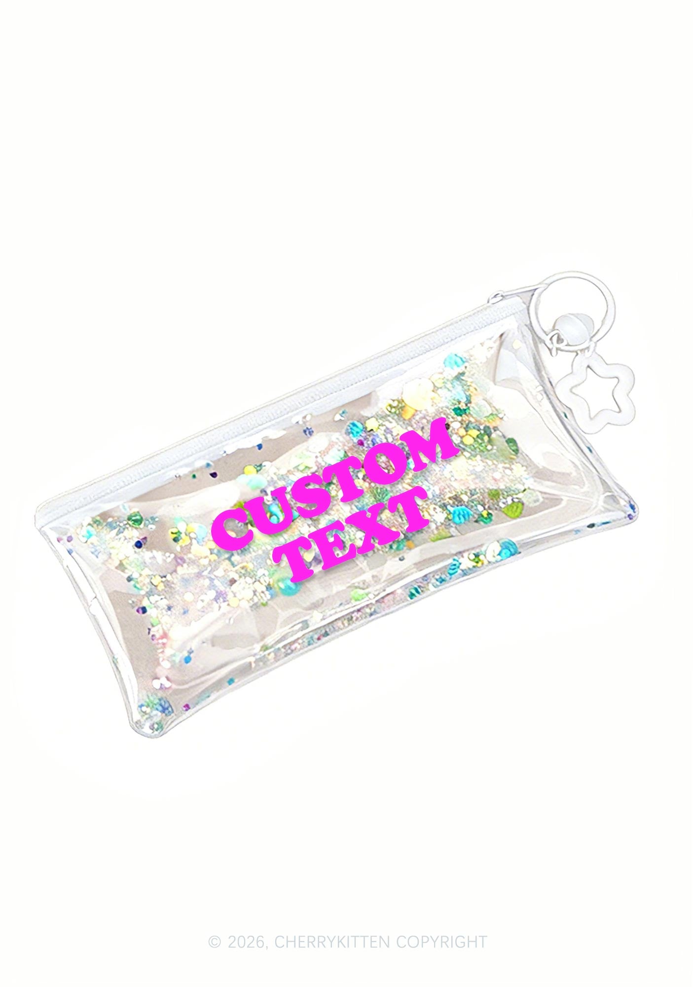 Custom Text Y2K Quicksand Transparent Pencil Pouch Cherrykitten