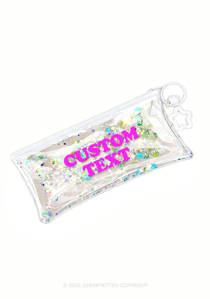 Custom Text Y2K Quicksand Transparent Pencil Pouch Cherrykitten