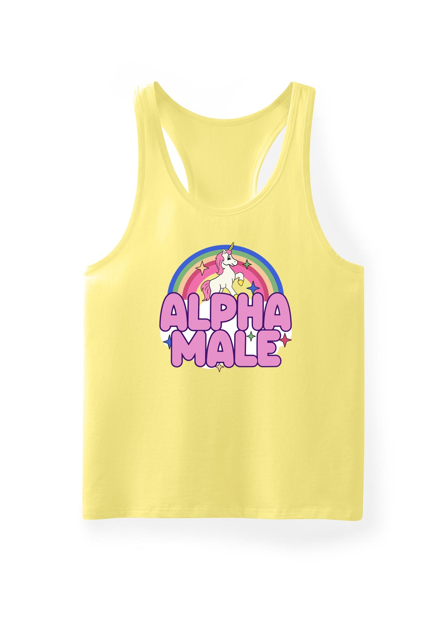 Rainbow Unicorn Alpha Male Y2K Men Racerback Tank Top Cherrykitten