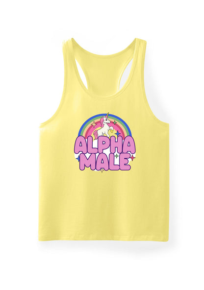 Rainbow Unicorn Alpha Male Y2K Men Racerback Tank Top Cherrykitten