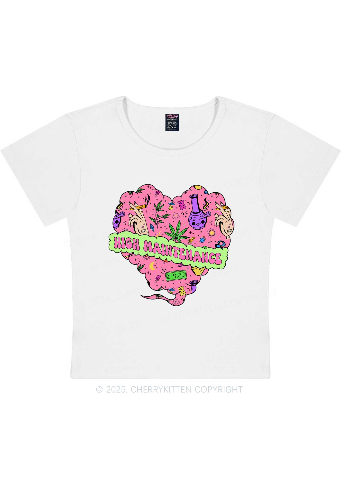 High Maintenance Heart Y2K Baby Tee Cherrykitten