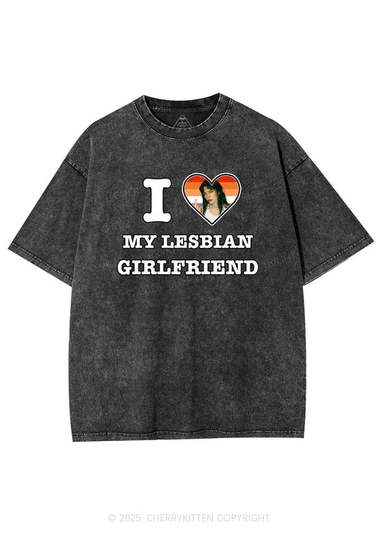 Custom My Lesbian GF Pride Y2K Shirts Washed Tee Cherrykitten