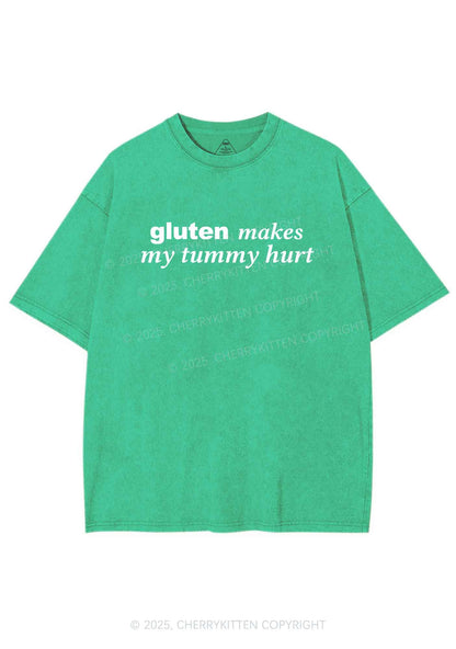 Gluten Makes Tummy Hurt Y2K Shirts Washed Tee Cherrykitten