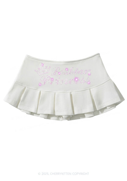 Rhinestone Lesbian Princess Pride Y2K Mini Pleated Skirts Cherrykitten