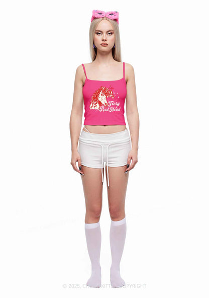 Fiery Red Head Y2K Spaghetti Strap Cami Cherrykitten