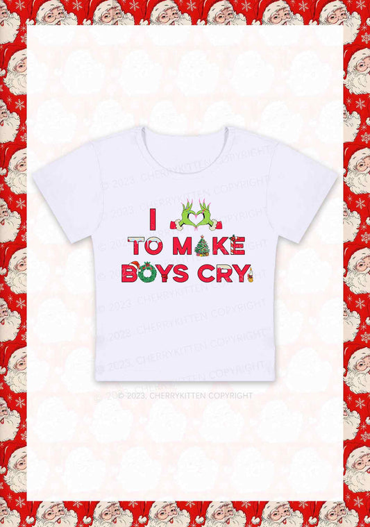 Love To Make Boys Cry Christmas Y2K Baby Tee Cherrykitten