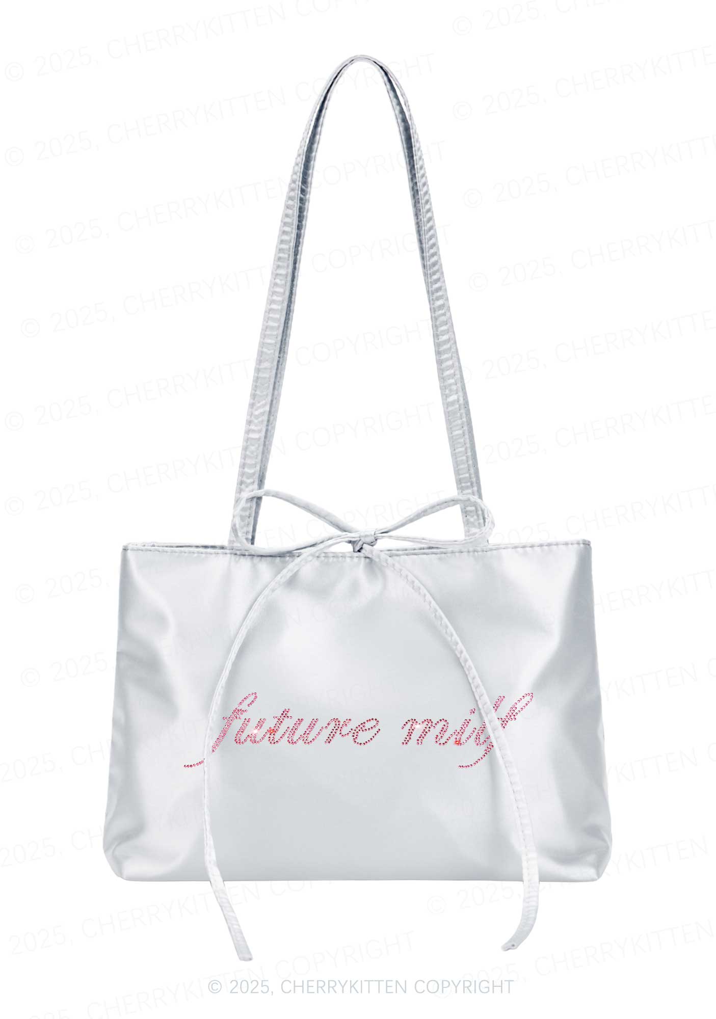 Rhinestone Pink Future Mxxf Y2K Satin Bags Cherrykitten