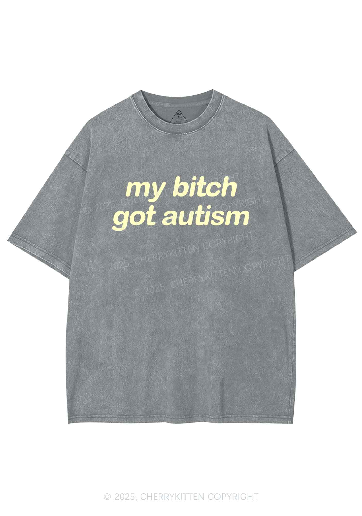 My Bxxch Got Autism Y2K Shirts Washed Tee Cherrykitten
