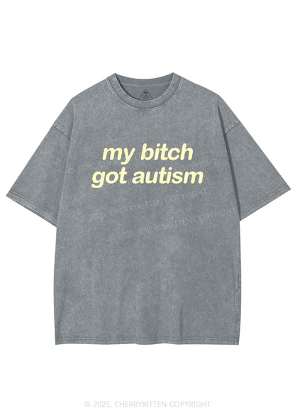 My Bxxch Got Autism Y2K Shirts Washed Tee Cherrykitten