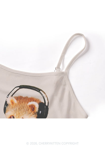 Red Panda DJ Y2K Mesh Cami Tank Cherrykitten