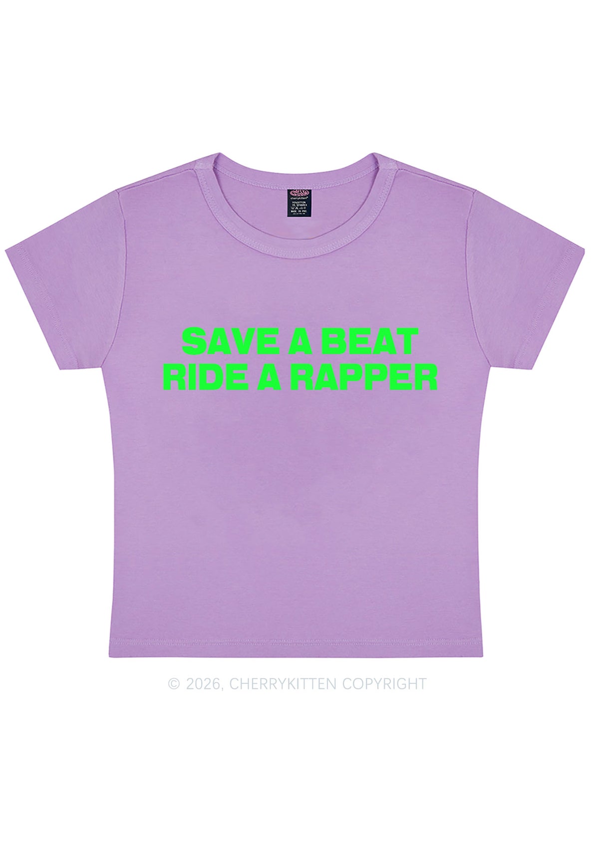 Save A Beat Ride A Rapper Y2K Baby Tee Cherrykitten