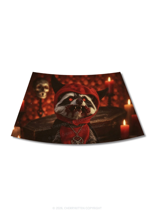Halloween Vampire Raccoon Y2K Print Mini Skirt Cherrykitten