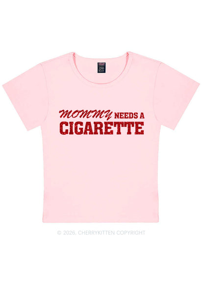 Glitter Mommy Needs A Cigarette Y2K Baby Tee Cherrykitten