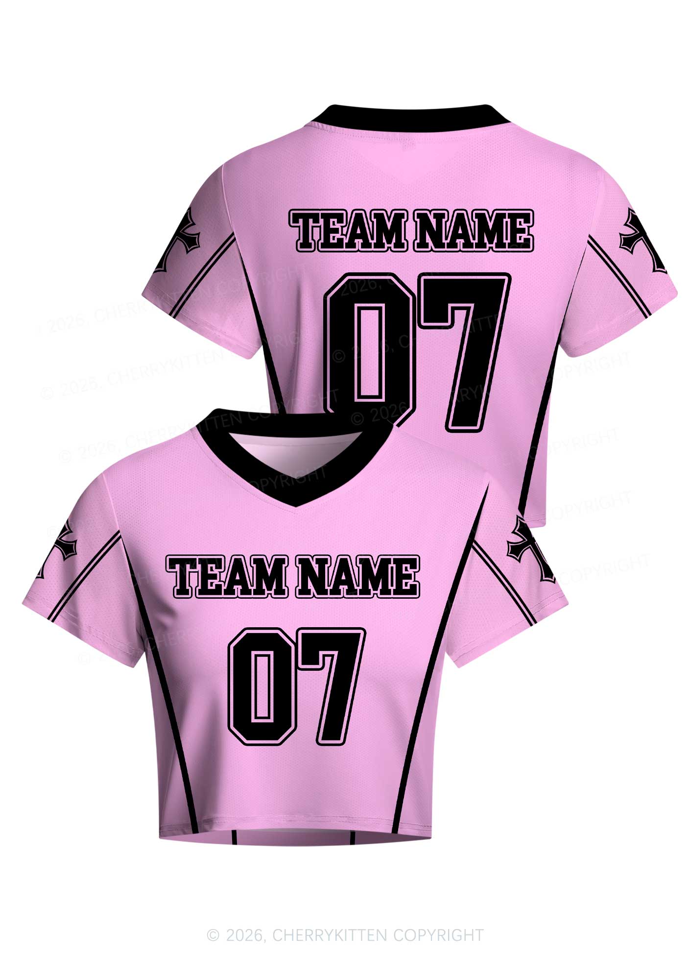 Custom Team Name Y2K Crop Football Jersey Shirts Cherrykitten